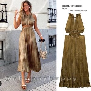 Satin effect cut out dress